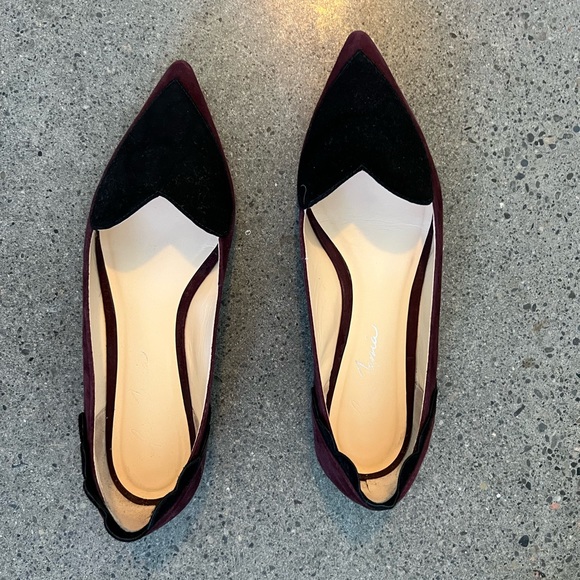 Black and red suede flats, heart design - Picture 4 of 4